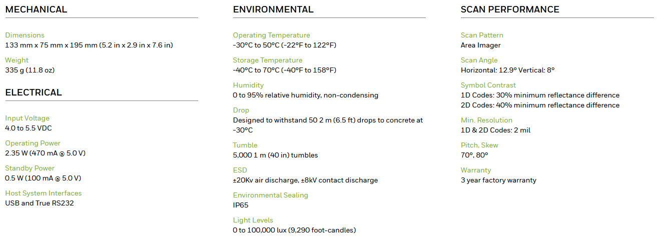 specifications